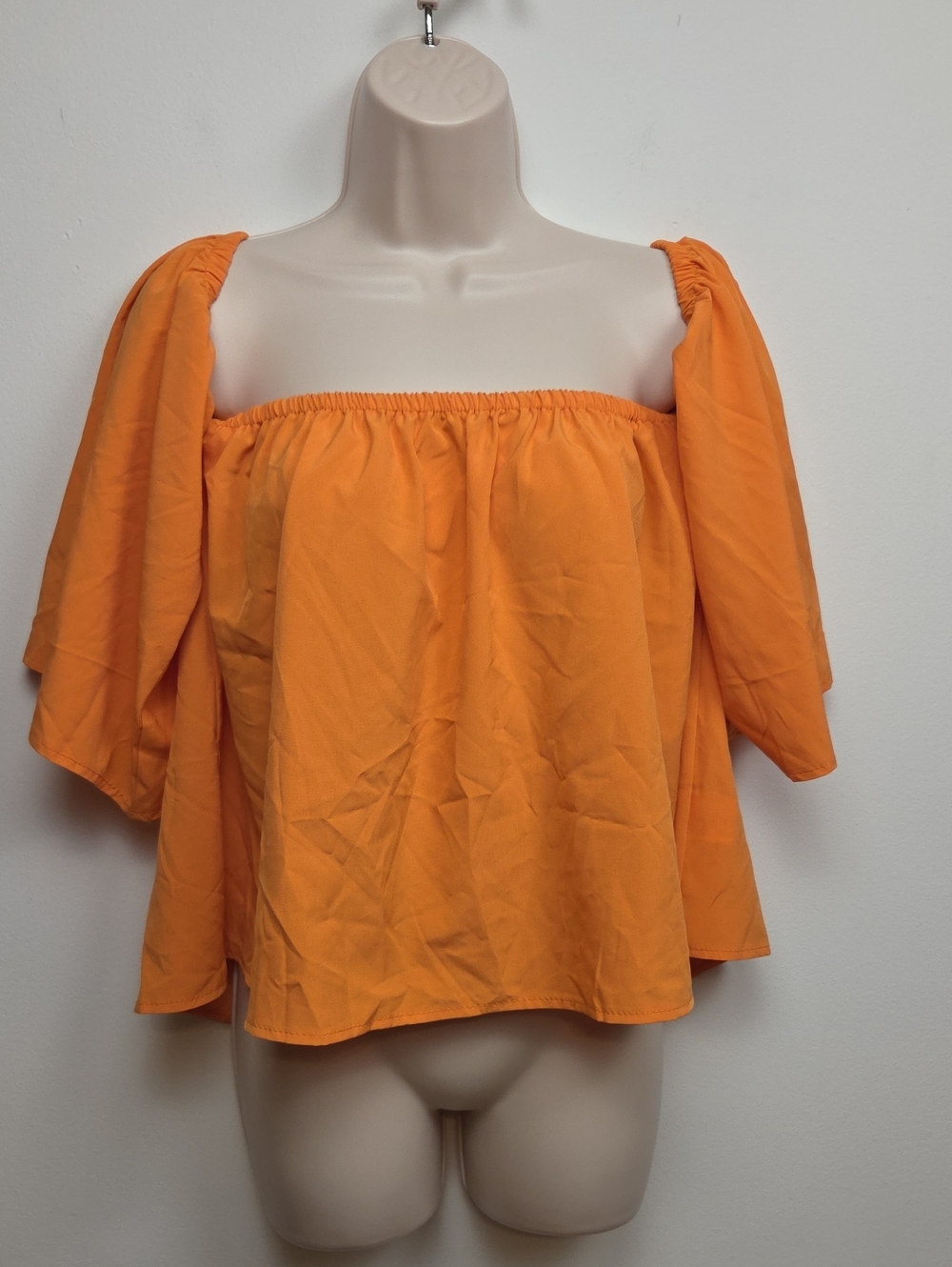 Women's Bright Tangerine Off The Shoulder Oversized Blouse Party Going Out Top M